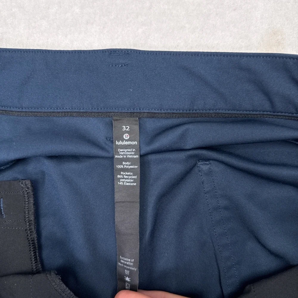 Lululemon ABC Pants Size 32 Navy Blue Slim Fit Stretch Smart Casual Office